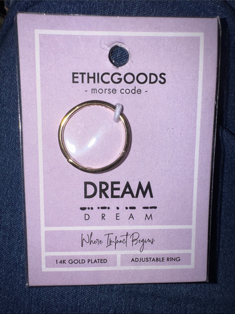ETHICGOODS 'Dream' 14K Gold Plated Adjustable Ring